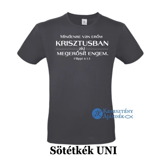 Mindenre van erőm Krisztusban, aki megerősít engem - egyedi póló rendelésre - keresztény MINTA + válassz hozzá PÓLÓ MÉRETET is! ( többféle színben ) 