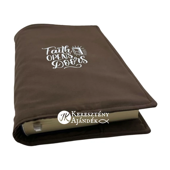 Faith opens doors - bibliaborító textil anyagból EFO / RÚF méretre BARNA