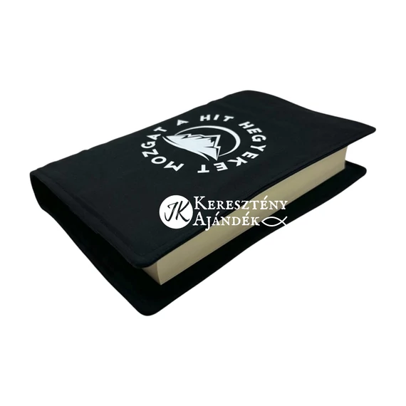 A hit hegyeket mozgat - bibliaborító textil anyagból EFO / RÚF méretre FEKETE
