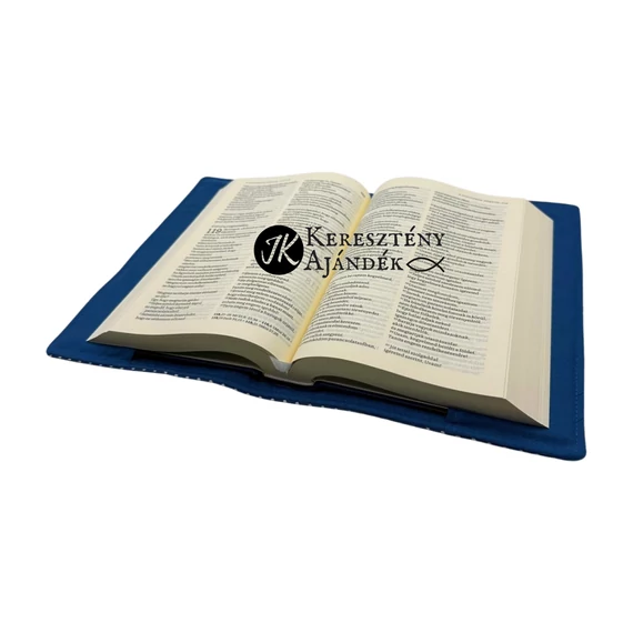 I'm talking to God - bibliaborító textil anyagból EFO / RÚF méretre FARMERKÉK PÖTTYÖS