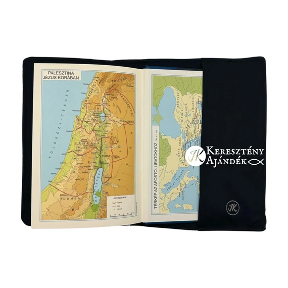 Faith opens doors - bibliaborító textil anyagból EFO / RÚF méretre FEKETE 
