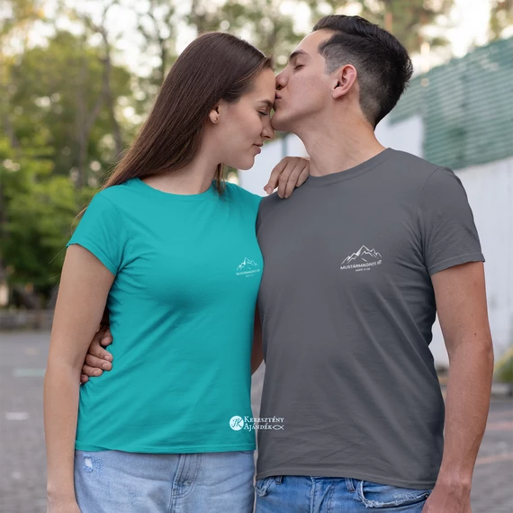 Mustármagnyi hit - igés, keresztény feliratos, kereknyakú póló, TÜRKIZ szín ( női fazon ) S - 2XL méretig KÉTOLDALAS MINTA (S)