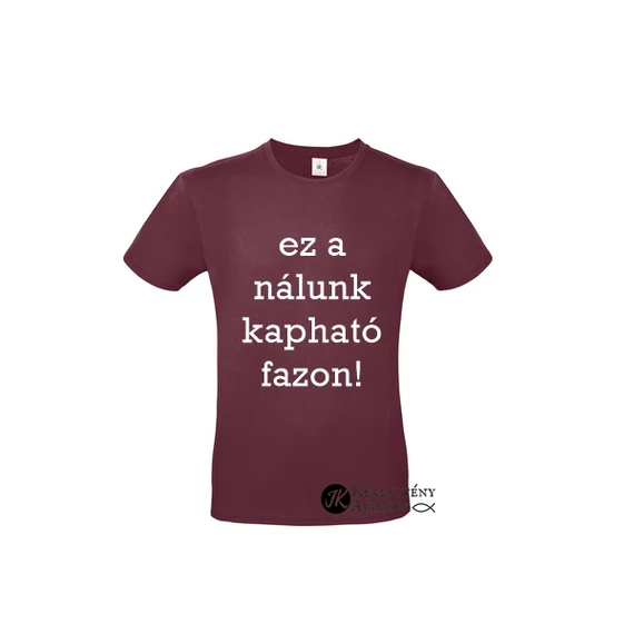Ichthys / Keretes halas - igés, keresztény feliratos, kereknyakú férfi póló, burgundi BORDÓ színben S - 3XL  (S)
