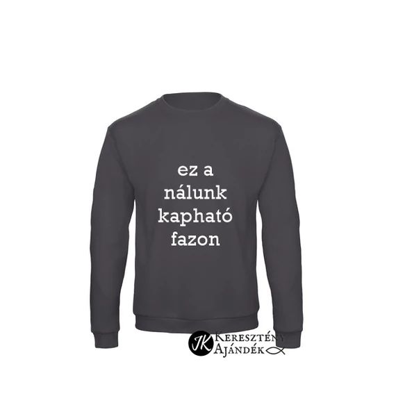 I follow Jesus Christ - igés, kereknyakú, bebújós pulóver (unisex - női,férfi - normál fazon ) ANTRACIT SZÜRKE, fehér színű felirattal