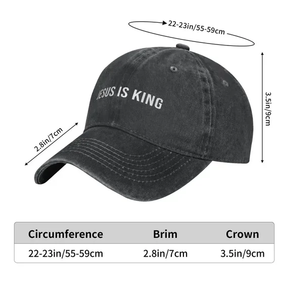 Jesus is King - igés, keresztény feliratos, farmer baseball sapka, sildes sapka, világos SZÜRKE színben, állítható méret, unisex fazon