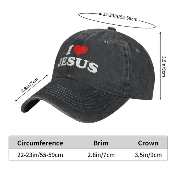 I love Jesus - igés, keresztény feliratos, farmer baseball sapka, sildes sapka, sötét SZÜRKE színben, állítható méret, unisex fazon