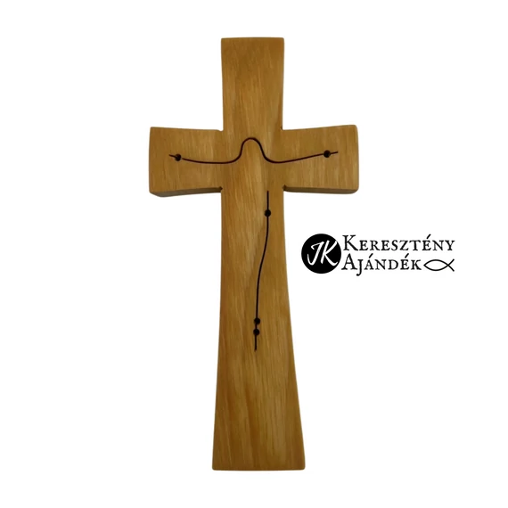 Jézus teste - falikereszt, fa kereszt, kicsi méret (világosbarna színű) Krisztus körvonallal / corpusszal