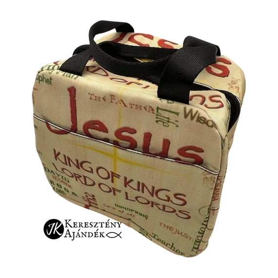 Jesus: King of Kings, Lord of Lords - igés, keresztény feliratos, ebédes, uzsonnás táska, hőtartó anyaggal bélelt ( angol nyelvű )