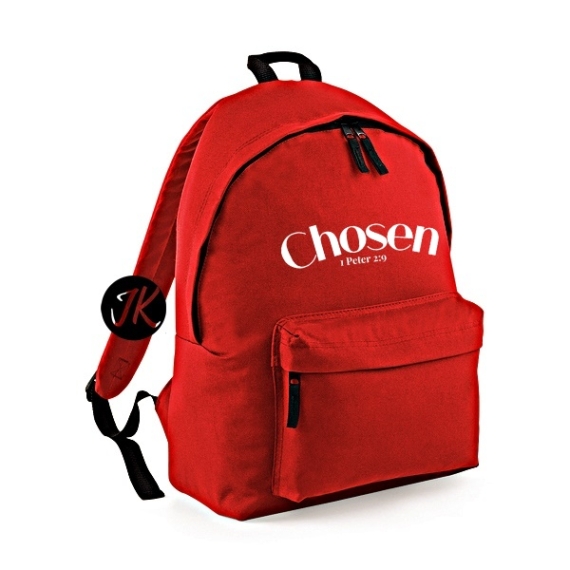 Chosen 1Pet.2:9 -  keresztény feliratos, igés hátizsák, iskolatáska, hátitáska, piros