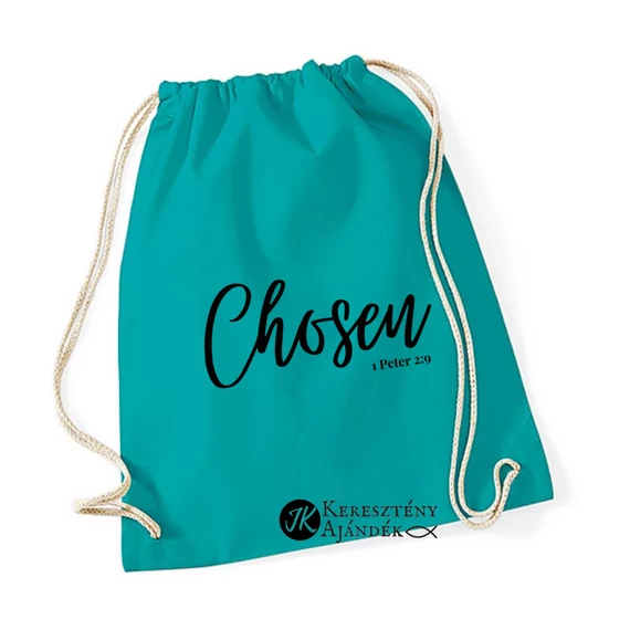 Chosen - igés, keresztény vászon tornazsák, hátizsák SMARAGDZÖLD