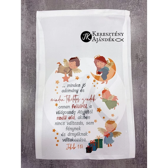 Minden jó adomány - téli, angyalkás, igés, nemmikulásos ajándékozós zsák