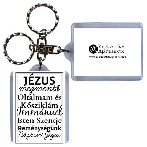 Igés kulcstartó - Jézus megmentő, oltalmam és kősziklám, Immánuel ( keresztény feliratos, műanyag kulcstartó )