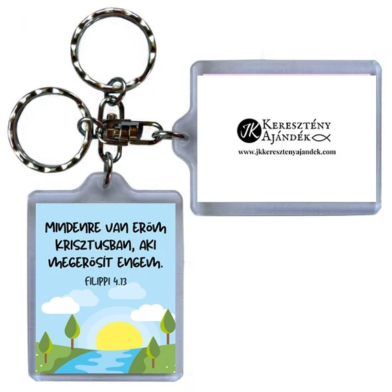 Igés kulcstartó - Mindenre van erőm Krisztusban, keresztény, feliratos  (műa