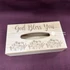 God bless you - keresztény feliratos, gravírozott, bambusz, asztali zsepitartó / zsebkendőtartó ( 26*14cm ) Ajándék Zewa zsepivel :)