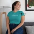 Chosen - not forsaken - igés, mintás, keresztény feliratos, kereknyakú női póló, TÜRKIZ színben XS - 2XL méretben ( XS )