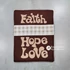 Faith Hope Love - barna, kockás bibliaborító textil anyagból RÚF közép méretre 19 x 15 cm