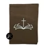 Biblia és kereszt - bibliaborító textil anyagból EFO / RÚF méretre BARNA