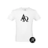 Alfa és Omega - igés, mintás, keresztény feliratos, kereknyakú férfi / unisex póló, FEHÉR S - 2XL méretben ( S )