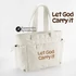 Let God Carry It - női, oversized tote bag / nagyméretű oldaltáska, keresztény felirattal VILÁGOSBARNA 21Literes